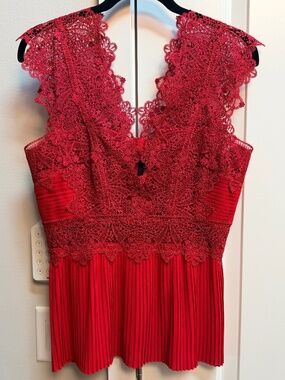 Yigal Azrouel Red Pleated Top Size 4